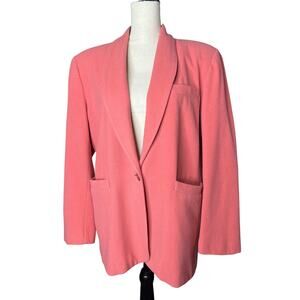 Vintage Casablanca Women's Oversized Jacket in Peach Wool Blend Size 8